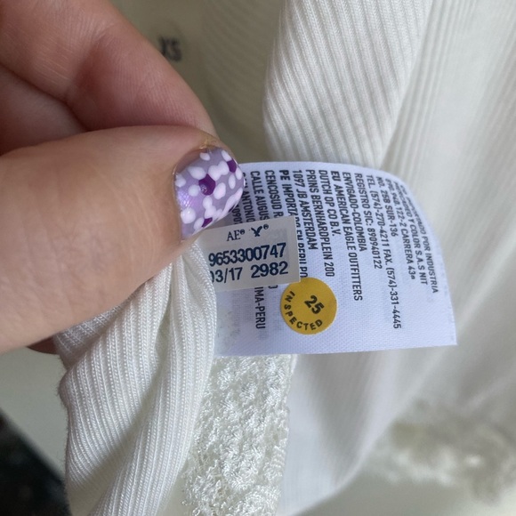 NWT American Eagle Outfitters White Lace Cami Strappy Ribbed Rib Knit Stretchy - Picture 7 of 7